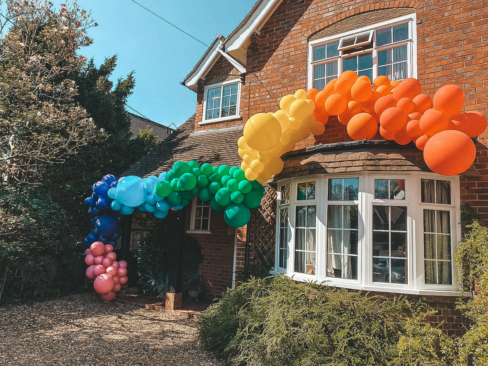 Rainbow Balloon Arch - The Blue House