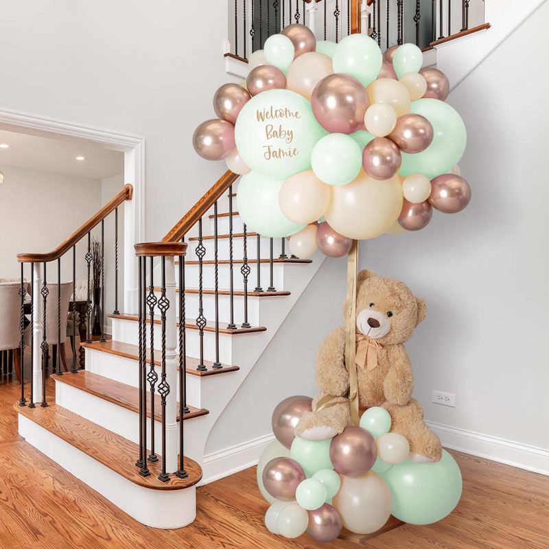 Baby Pastel Mint Personalised Hot Air Balloon Installation