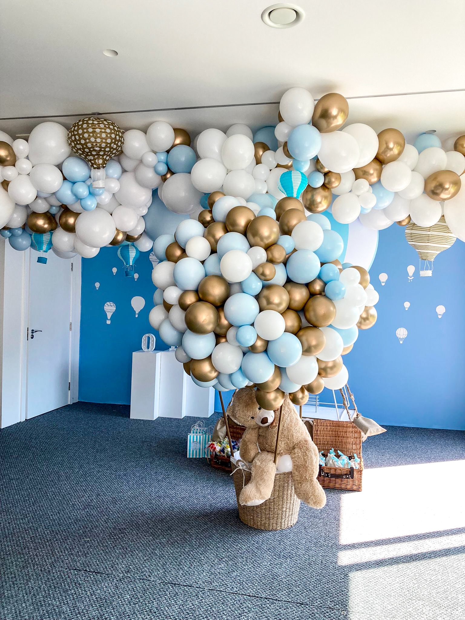 Teddy bear in store hot air balloon