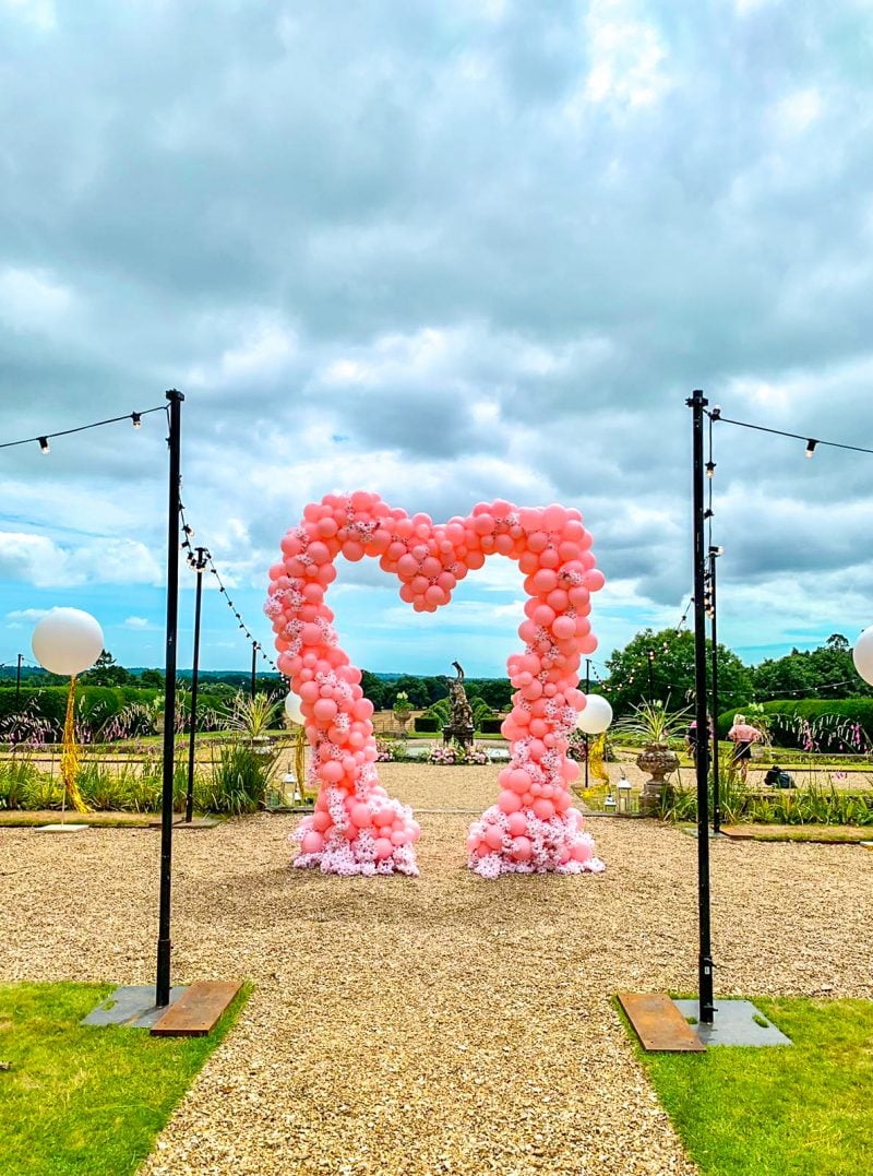 Somerley House Wedding - Pink Heart Arch (20)