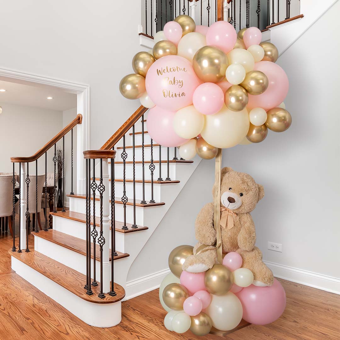 Baby Pink Personalised Hot Air Balloon Installation
